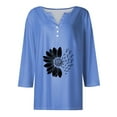 thumbnail image 3 of JULMCOMO Womens Plus Size Tops Dressy Casual Shirt Sunflower Print Button Down V Neck Summer Tshirts 3/4 Sleeve Tunic Tops, 3 of 5