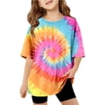 thumbnail image 3 of SGMVNU 2 Pack Girls Tie Dye T Shirts Fashion Oversized Tops Summer Casual Loose Short Sleeve Crew Neck Workout Tops, Size 13-14 Years, 3 of 5