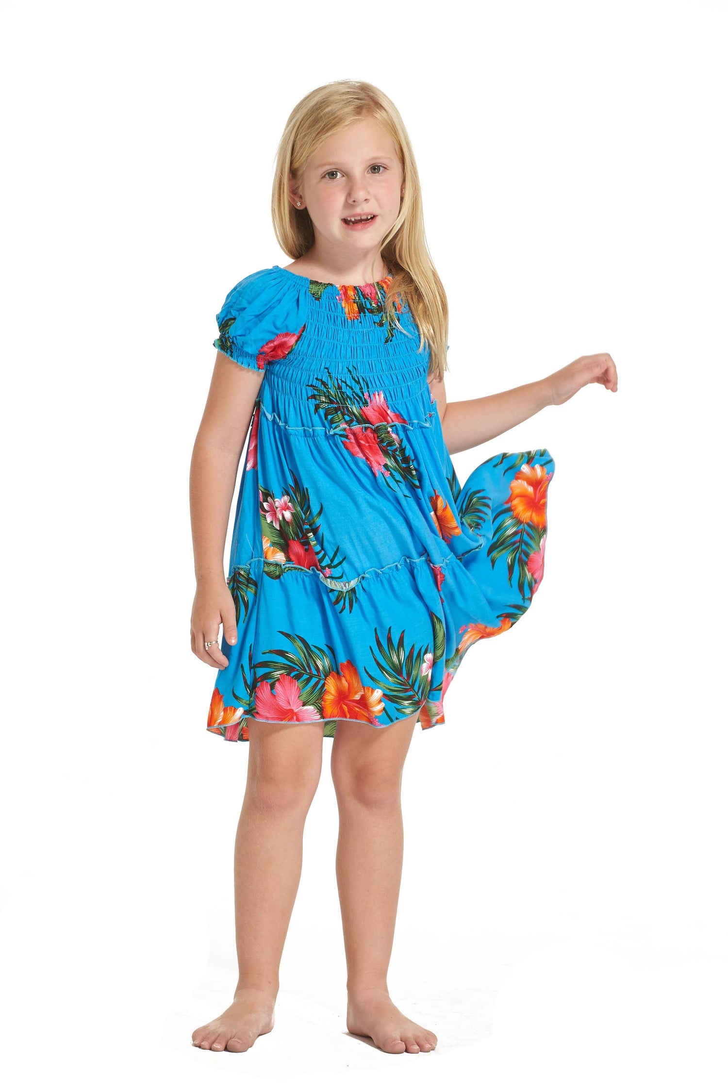 Hawaii Hangover Girl Hawaiian Short Sleeve Elastic Top Dress in