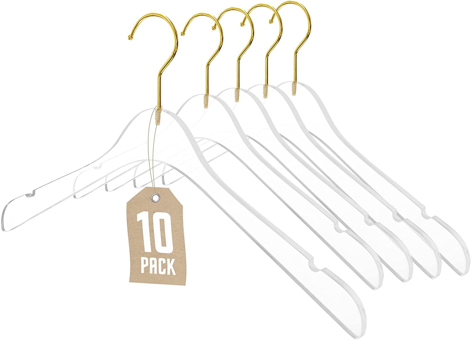 Nisorpa Clear Acrylic Clothes Hangers, 10 Pack NonSlip Dress Suit Hanger, Crystal Hangers as