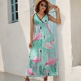 thumbnail image 2 of Flamingo Pattern Sleeveless Dress Woman Fashion Long Dresses Women's Summer Suit Dress 2025, 2 of 7