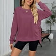 thumbnail image 3 of Oplxuo Women's Oversized Sweatshirts Crew Neck Long Sleeve Side Slit Pullovers Sweatshirt Casual Fall Clothes Sweater, 3 of 7