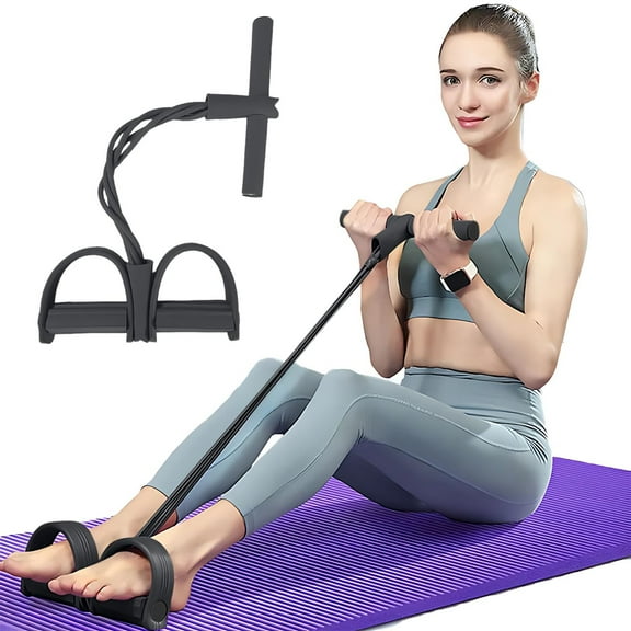 21 Fitness Resistance Bands Pedal Ankle Puller Workout Pilates Equipment Fitness Resistance Bands Elastic Stretch Bands Tension Rope Sit Up Yoga Abdomen Slim Training 4 Tube Black
