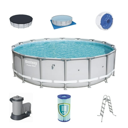 Bestway 18 x 4.3 ft Reinforced Power Steel Frame Above Ground Swimming Pool (Best Way To Ship Brownies)