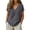 Grey, variant on Ladies Summer Breathable V Neck Blouse Cotton Linen Short Sleeve Relaxed Fit Tunic