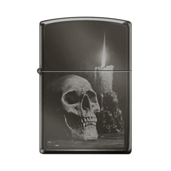 Zippo Lighter-Skull Candle Design Black Ice Windproof Lighter #Z5518