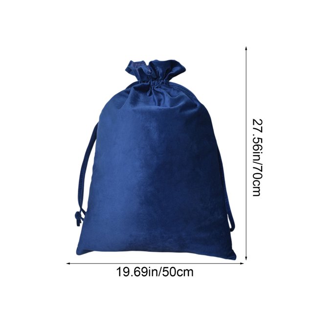 Bolsas de terciopelo extragrandes de 71 x 50 cm, con forma de guirnalda navideña, para guardar artículos de tocador, joyas y zapatos de tela. Organizador reutilizable y resistente (azul marino).