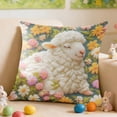 thumbnail image 5 of Covers Clearance! YZEGDCH Easter Bunny Pillow Covers 18x18 Inch Fluffy Faux Fur Decorative Farmhouse Cushion Case for Spring Farmhouse Decor Easter Gift, 5 of 7