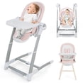 thumbnail image 1 of Costway Silla Alta Plegable Modo Columpio Trona 3 en 1 con 8 Alturas Ajustables Respaldo Reclinable Reposapiés Bandeja Doble Desmontable Rosa, 1 of 2