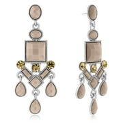 Tan Crystal Chandelier Dangle Earrings, 3 Inches for Women