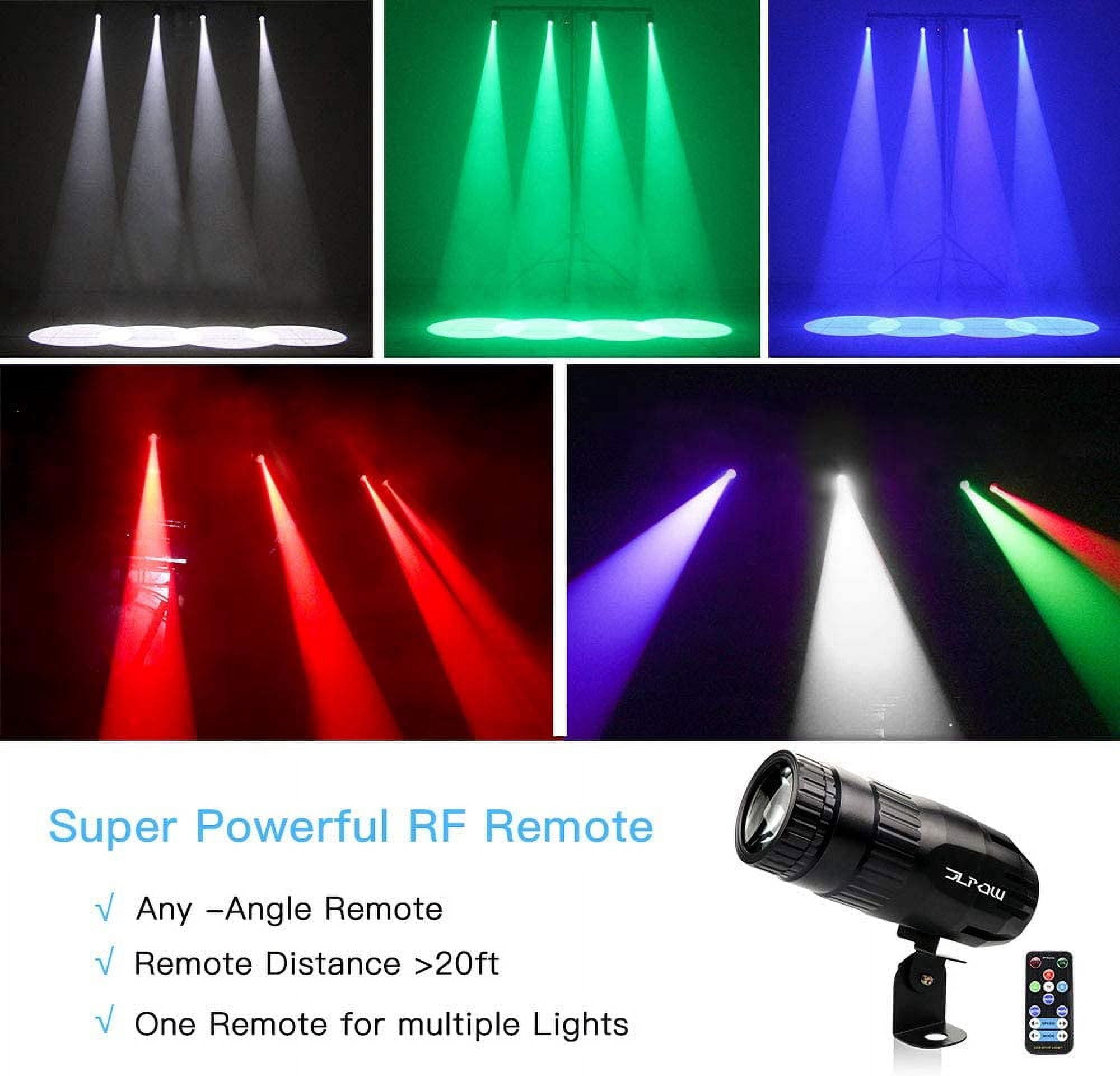 Pinspot Light with Remote, Super Bright Mirror Ball Spotlight, Mini 15W RGBW LED Beam Spot Lights Stage Effect Lighting, Best for DJ Disco Party Bar Club Show Wedding Children's Theater