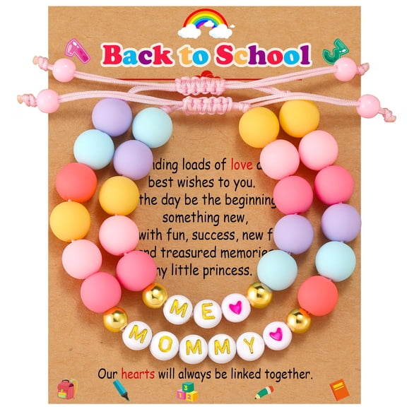 APSVO First Day of Back to School Jewelry Gifts for Girls Kids Mommy and Me Matching Bracelet Set Supplies Stuff Accessory Ideas 6 Year Old Mother Mom Daughter Granddaughter Age