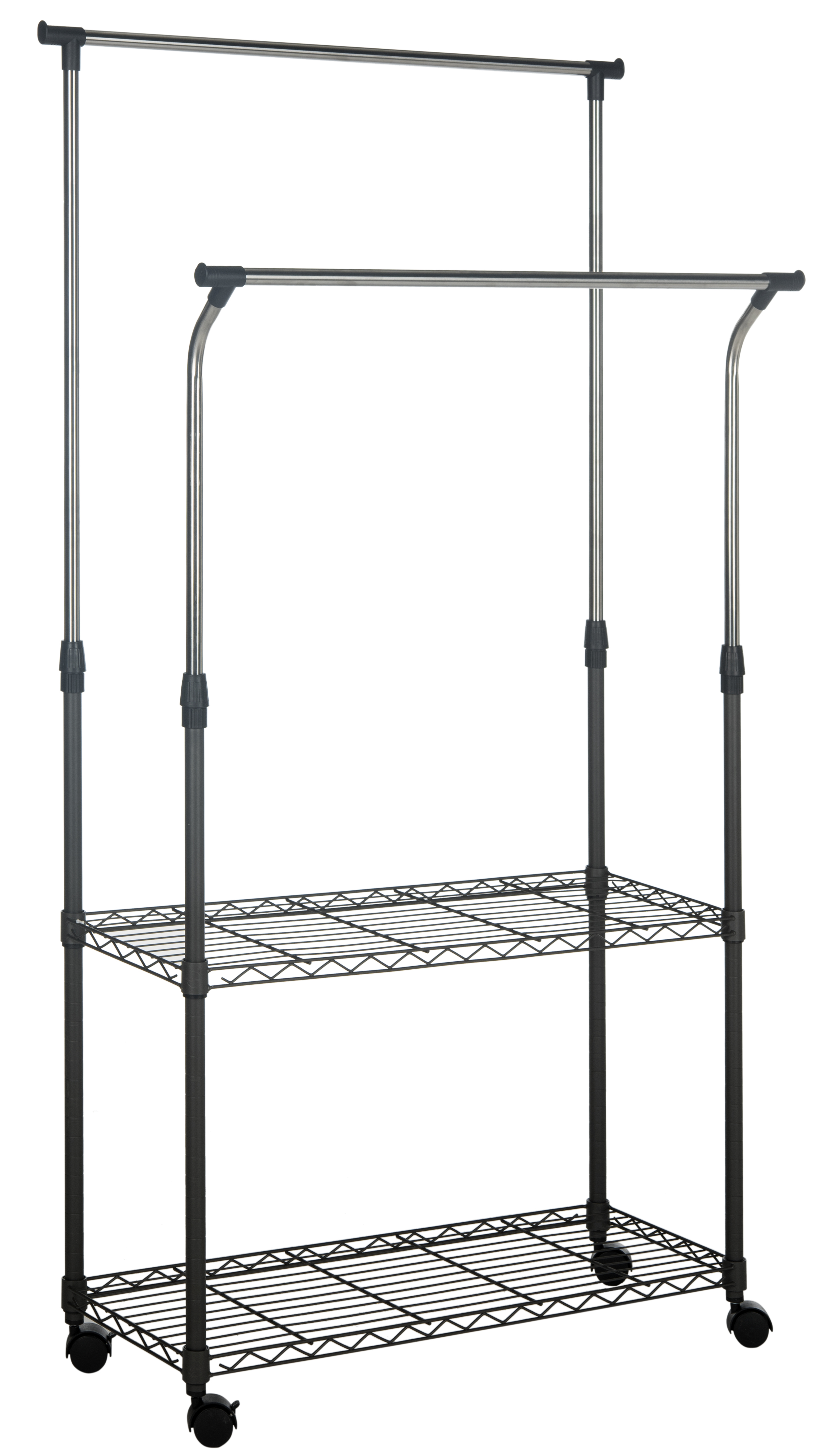Safavieh Giorgio Chrome Wire Double Rod Clothes Rack with Casters - image 2 of 6
