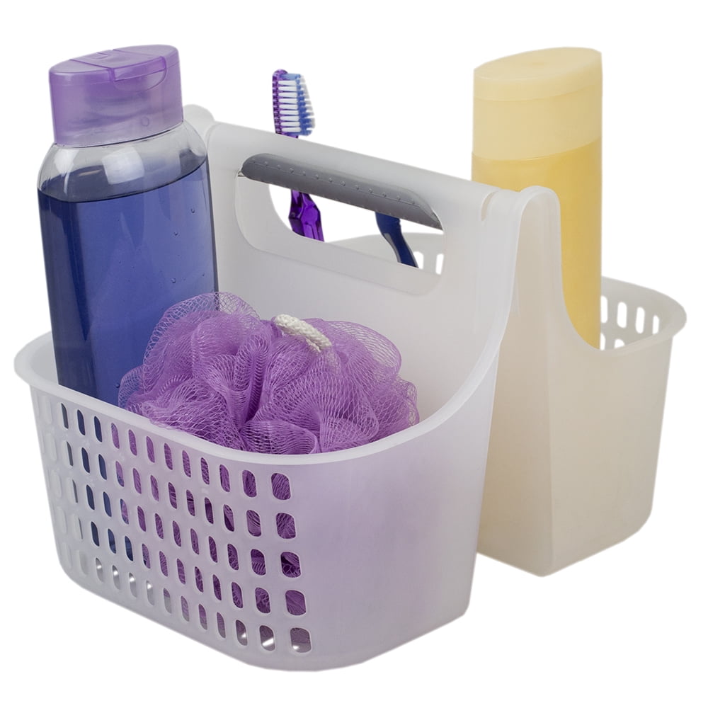 Two Compartment Plastic Shower Tote with NonSlip Handle