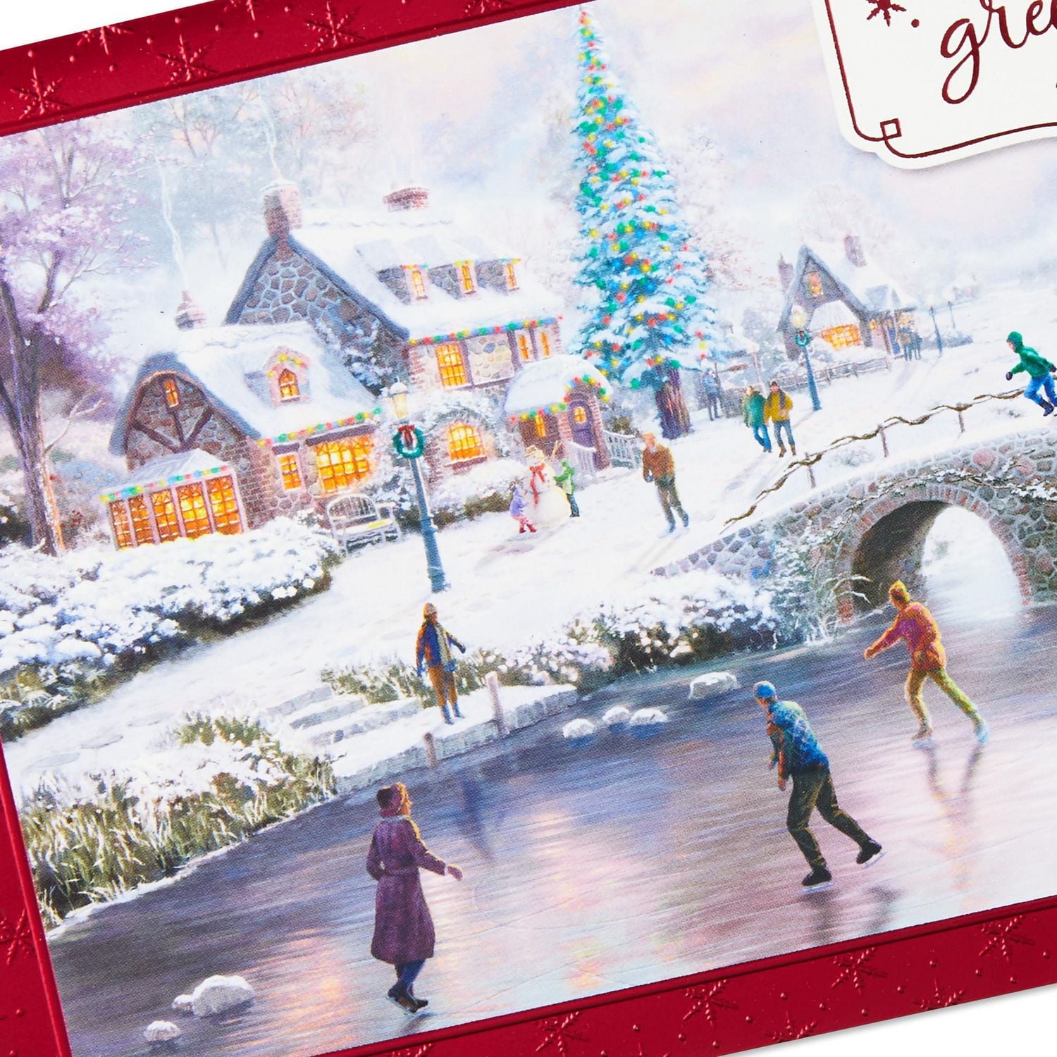 Boîte de 24 cartes de Noël Connections de Hallmark (Patinage sur un étang gelé, œuvre de Thomas Kinkade)