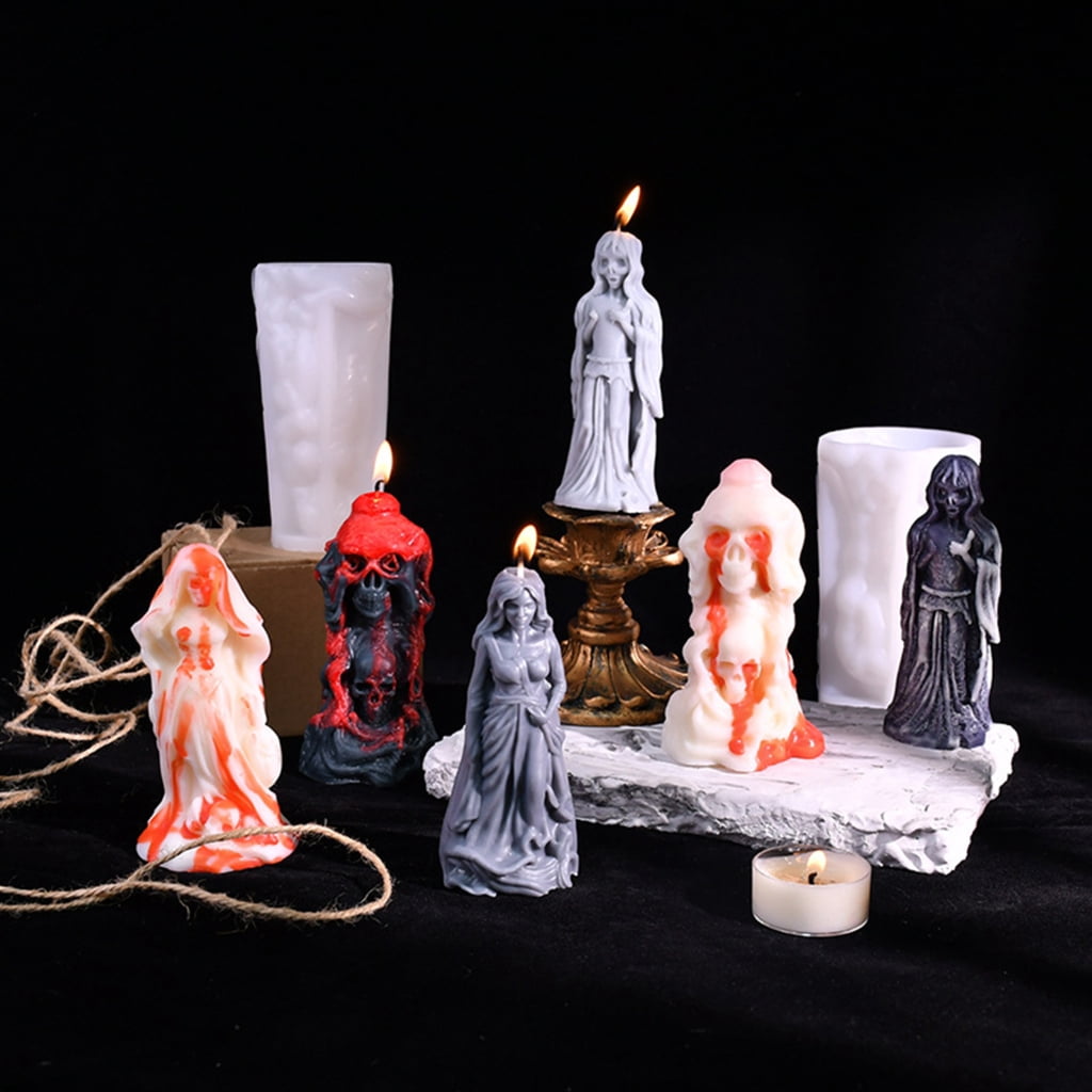 ZPAQI 4Pcs Scary Bride Silicone Candle Molds for Making Candle