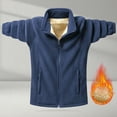 thumbnail image 2 of Iugvhana Mens Casual Fleece Jacket Thickened Warm Full Zip Stand Collar Winter Thermal Outdoor Jacket Outwear with Zipper Pocket Dark Blue XXL, 2 of 8