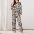 thumbnail image 2 of Fotbe Roses Mixed Zebra 1 Pattern Long Sleeve Pajama Set for Women,Sleepwear Set,2-piece Loungewear Set,Soft PJs Comfy Nightwear with Pockets -XX-Large, 2 of 7