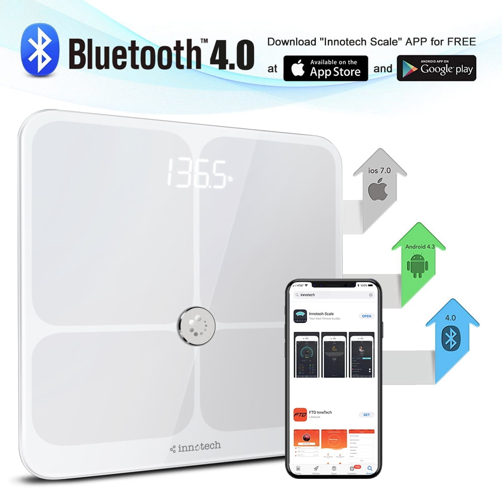 Innotech Smart Bluetooth Body Fat Scale Digital Bathroom Weight Weighing  Scales Body Composition BMI Analyzer 