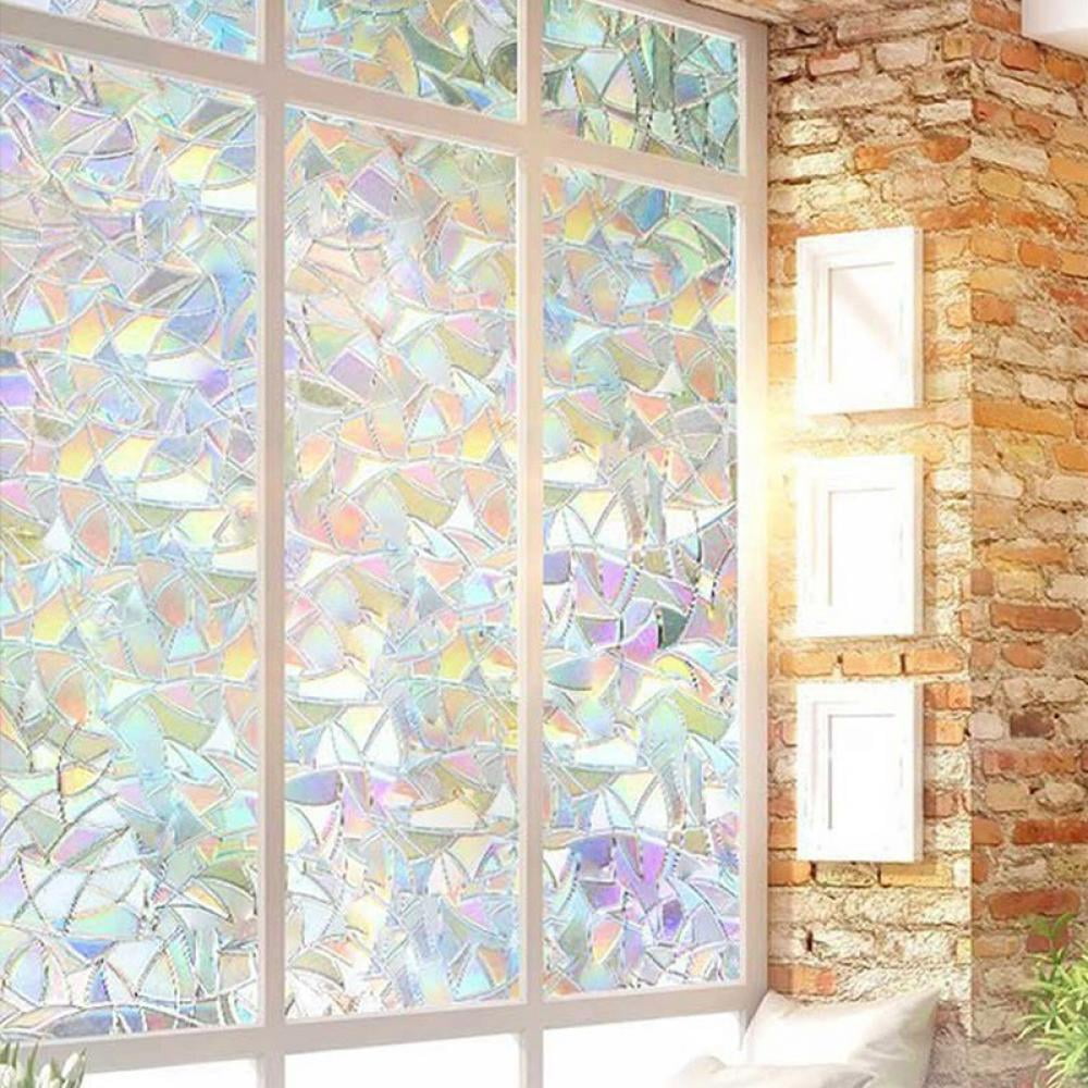 Rainbow Reflective Window Glass Film 3D Static Frosted  Sticker Home Bath 