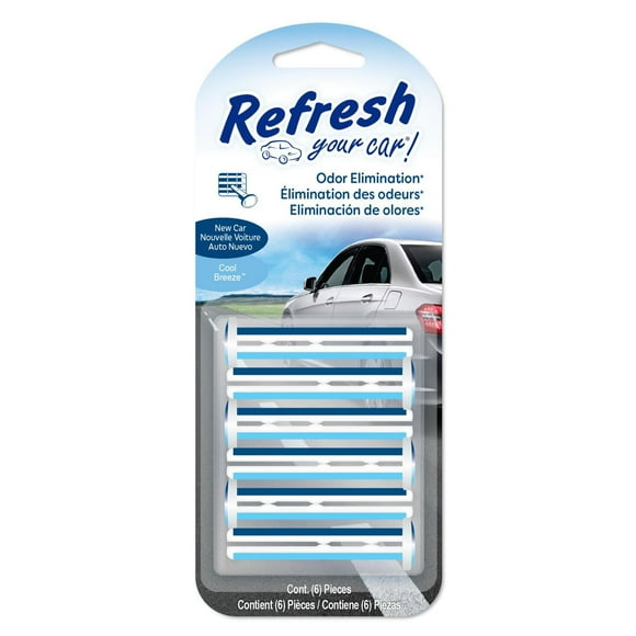 Refresh Your Car! Vent Air Freshener (New Car /Cool Breeze Scent, 6 Pack), Pack of 6