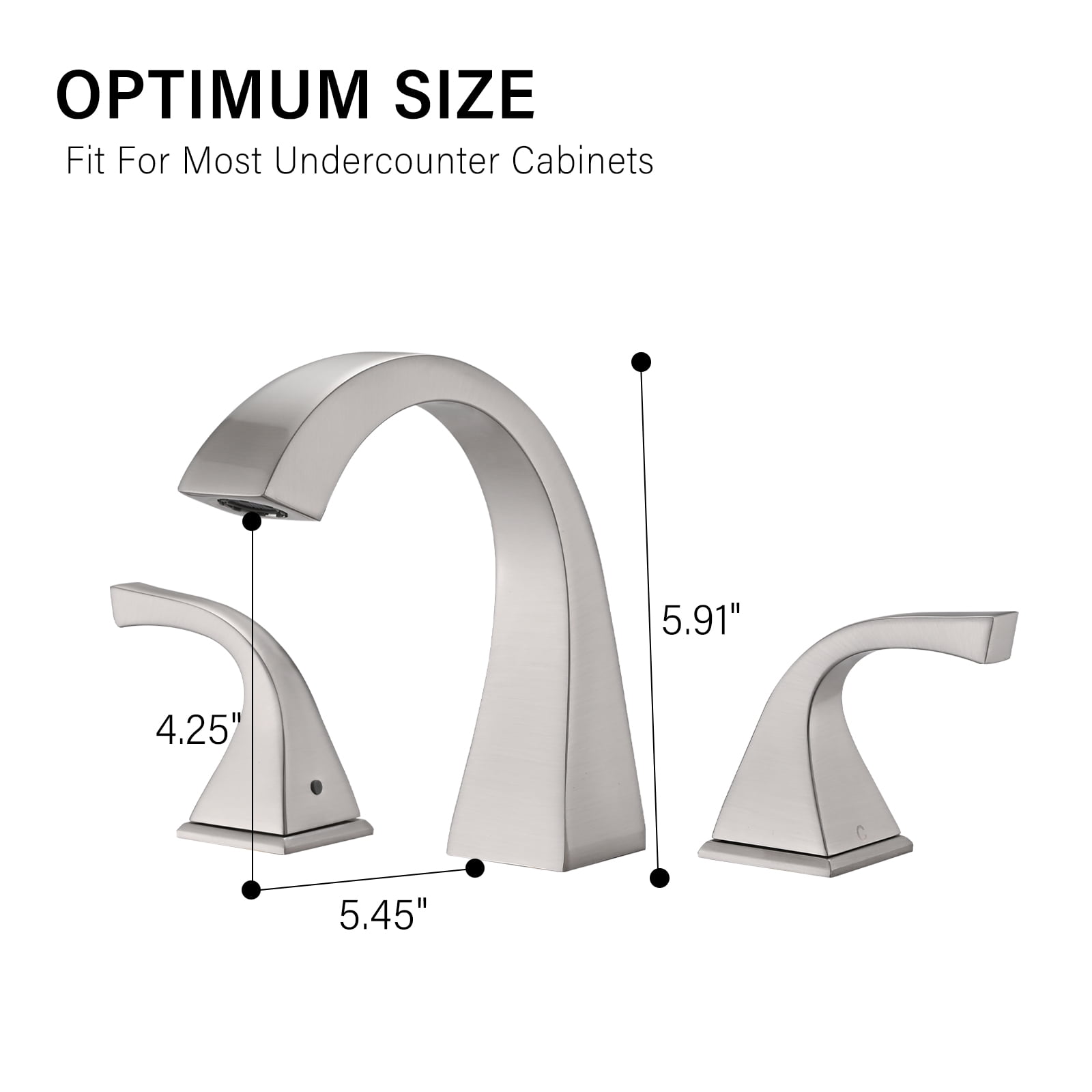 MAYEERTY 2-Handle 3-Hole 6-16" Widespread Bathroom Sink Faucet with Drain & Ceramic Discs, Brushed Nicke