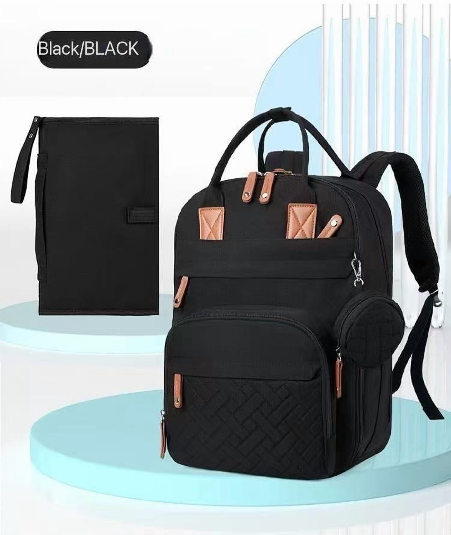RKXQT Diaper Bag Backpack, Multifunction Travel Pack Maternity Baby Changing Bags, Large Capacity, Waterproof, Black Leopard