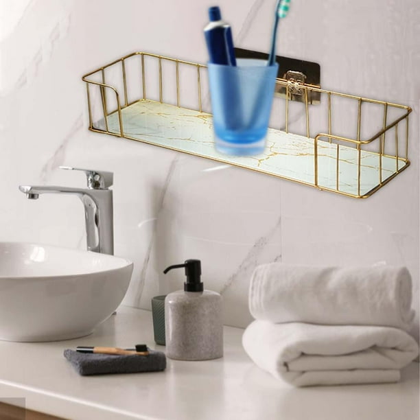 Wall Mounted Bathroom Shelf No Drilling Shower Holder for Toilet