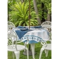 thumbnail image 3 of Outdoor Tablecloth with Umbrella Hole for Patio/Picnic/Party/Camping, Blue Coastal Waterproof Table Cloth Round Cover Washable, Ocean Eucalyptus Starfish Coral Leaves (Dia 54"), 3 of 8