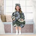 thumbnail image 7 of FORMRS Wearable Blanket Hoodie with Sleeves for Kids Cozy Flannel Sweatshirt, Dark Floral, 7 of 7