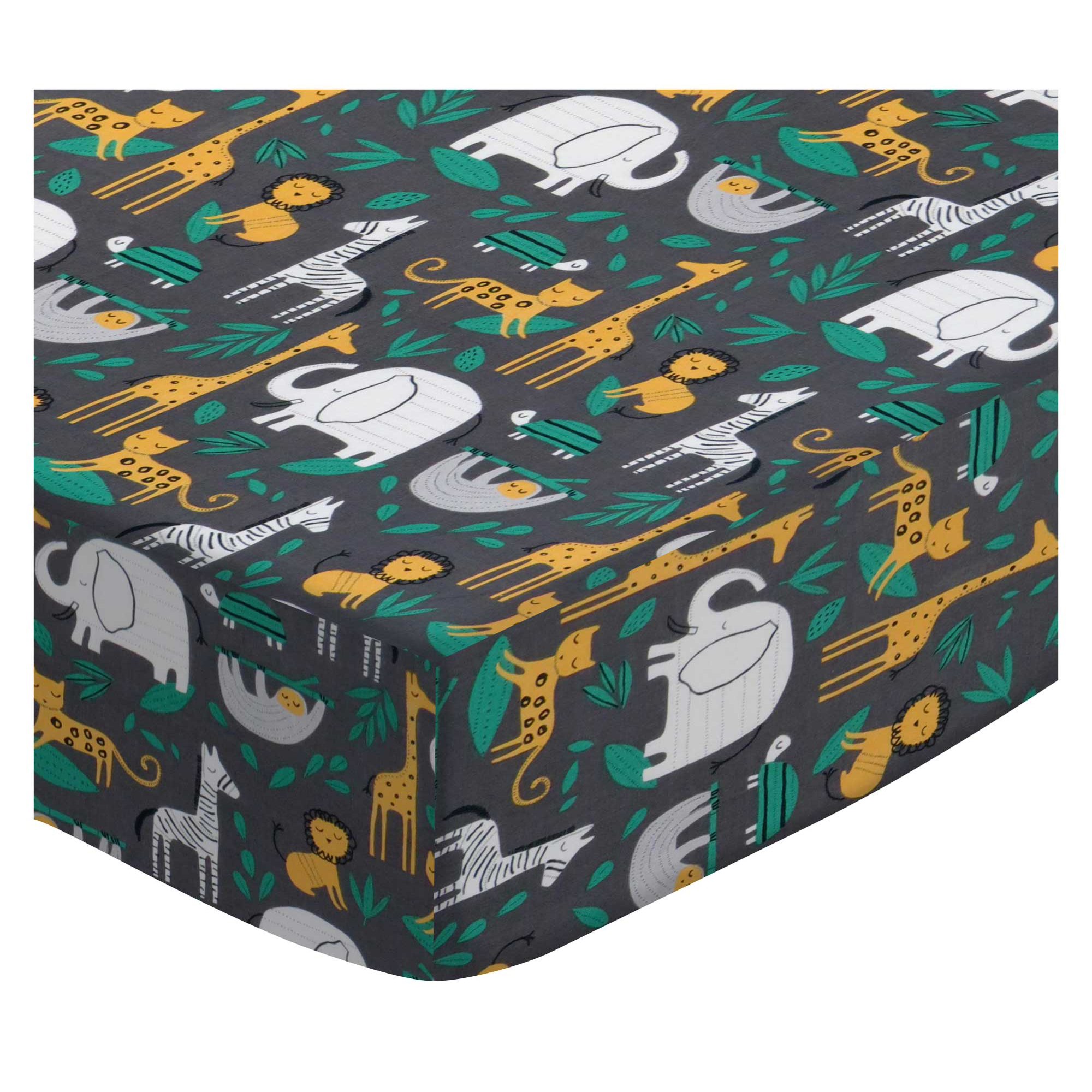 SheetWorld Fitted Sheet (Fits BabyBjorn Travel Crib Light) - Jungle Animals Gray