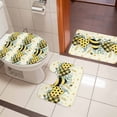 thumbnail image 5 of Bees Loves Bathroom Rugs Set Vintage Country Yellow Bee Plaid Dot Love Floral Yellow Non Slip Absorbent Soft Bath Mats 3 Piece Set with Bathroom Rug, U-Shaped Floor Mat, Toilet Seat Cover Small Size, 5 of 9