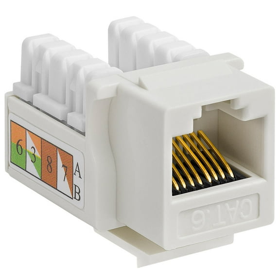 Cmple - RJ45 Keystone Jack 90 Degree Cat6 Keystone Jack Insert Punch Down RJ45 Connectors Female for Wall Plates, Patch Panels, Patch Cables, Ethernet Cables - White