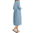 thumbnail image 3 of INSPIRE CHIC Women's Maternity Nursing Breastfeeding Dress Zip Front Tiered Long Sleeve Round Neck Pleated Midi Maternity Pregnancy Dress S Blue, 3 of 6