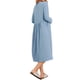 thumbnail image 3 of Vestido de maternidad y lactancia para mujeres INSPIRE CHIC, con cremallera frontal, de manga larga, cuello redondo, plisado, midi, para el embarazo, talla XL, color azul, 3 of 6