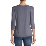 Time and Tru Women's 3/4 Puff Sleeve Top - Walmart.com