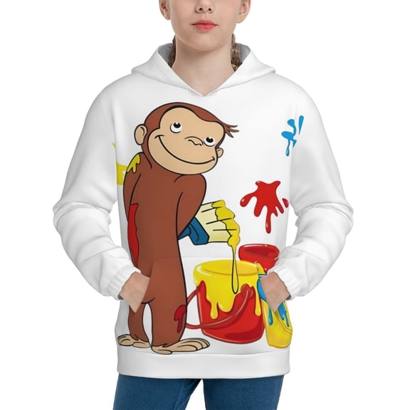 Curious George Boys' Hoodie Realistic 3d Print Graphic Hooded Sweatshirts With Drawstring