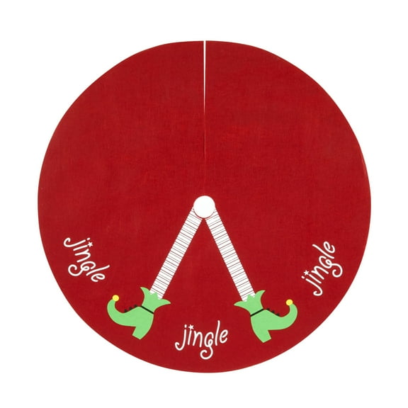 Red Elf Legs Felt Christmas Tree Skirt for Xmas Holiday Home Decorations, 30 inch