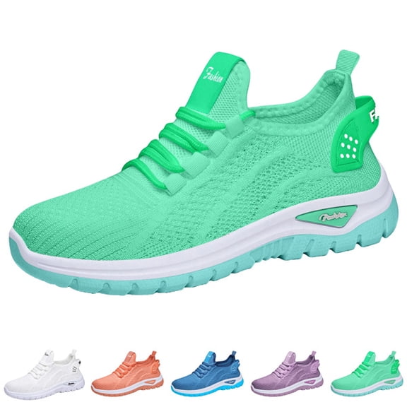 Womens Orthopedic Shoes Arch Support Slip on Non Slip Sneakers Breathable Mesh Stretch House Shoes Comfortable 2026 Travel Gym Tennis Running Shoe,Light Green,37