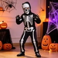 thumbnail image 7 of Otqutp Kids Long Sleeve Skeleton Bodysuit with Face Mask Boys Spooky Outfit Fall Halloween Holiday Party Dress Up Sets, 7 of 7