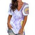 thumbnail image 1 of RT5YKing T-Shirts à Col Rond pour Femmes, Imprimé Floral, Manches Courtes, Blouse Ample, Imprimé Marbre, 1 of 5