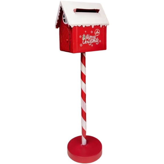 Hfppkn Iron Christmas Standing Mailbox Santa Claus Post Box Red White 50.5cm