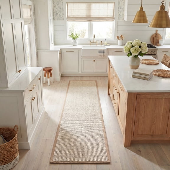 Safavieh Natural Fiber Kentigern Solid Runner Rug, Marble/Linen, 2'6" x 20'