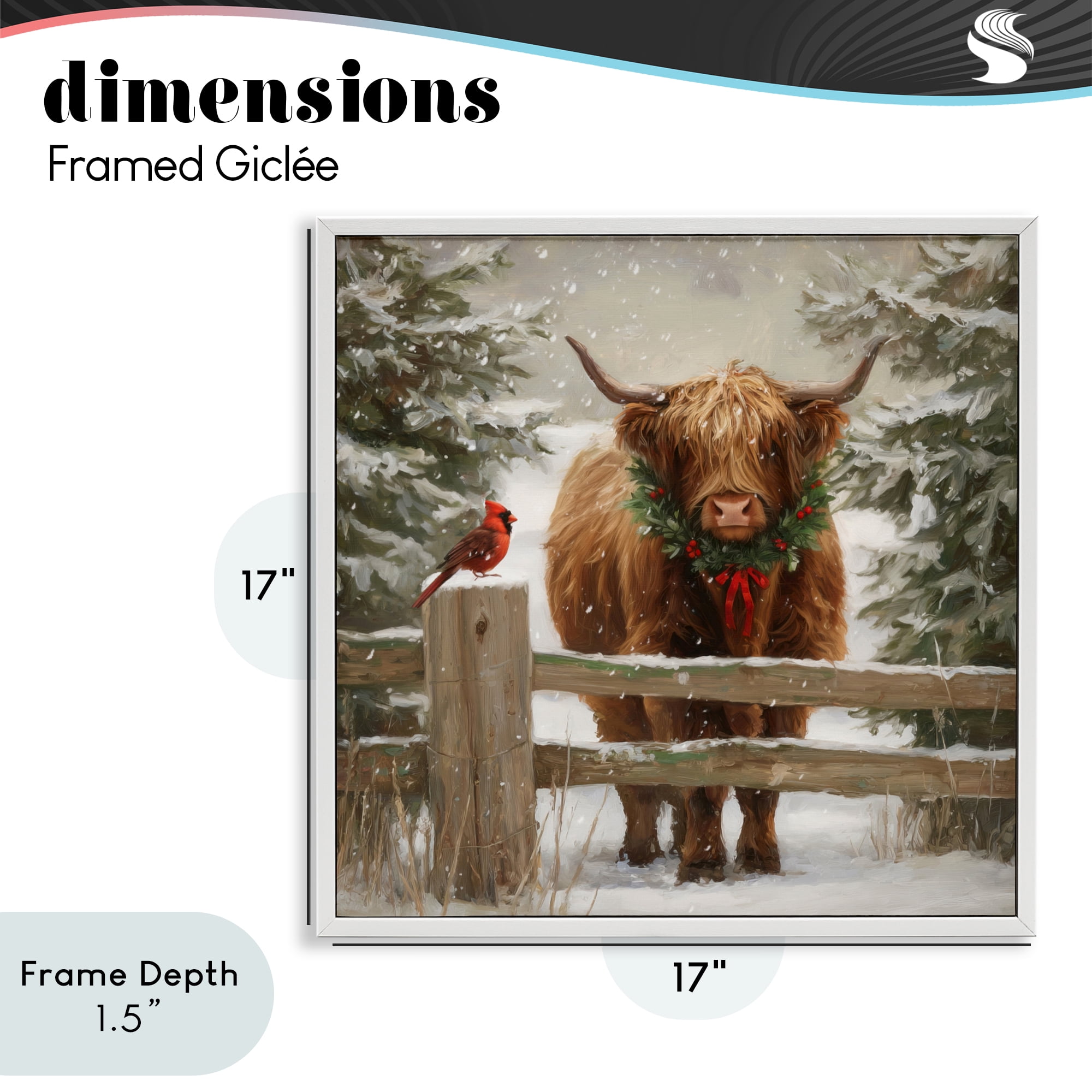 Stupell Industries Christmas Cow & Cardinal White Framed Giclee Art, design by Tina LeCour
