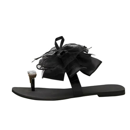 

Youmylove Women Slide Slippers Fashion Casual Lace Bowknot Set Toe Large Size Rhinestone Sandals Leisure Comfort Cozy Daily Walking