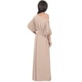 thumbnail image 6 of KOH KOH Long One Off Shoulder Flowy Casual 3/4 Short Sleeve Full Floor Length Cocktail Evening Wedding Party Guest Sexy Tall Maxi Dress Gown For Women Nude Champagne Brown X-Large US 14-16 NT001, 6 of 6
