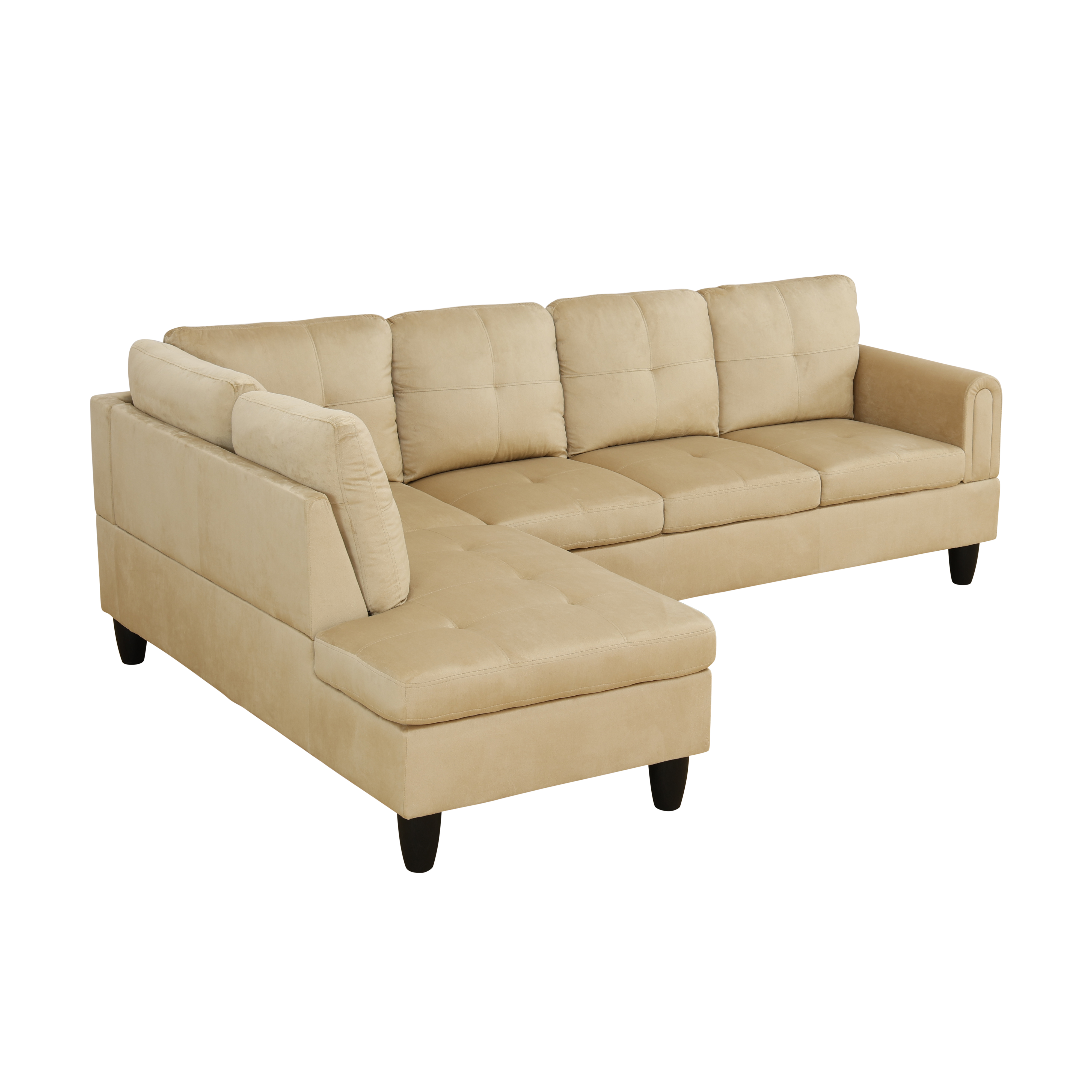 MAYEERTY 97" Flannel Sectional Sofa, 2-Piece Couch Living Room Sofa Set without Ottoman, Beige (Left)