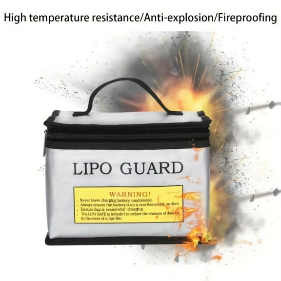 Fireproof Explosionproof Lipo Safe Bag for Lipo Battery Storage and Charging, Large Capacity Fire and Water Resistant Lipo Battery Guard with Double Metal Zipper(8.46 x 6.5 x 5.71 in)