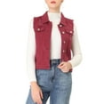 thumbnail image 6 of Allegra K Women's Turn Down Collar Button Denim Washed Vest, 6 of 7