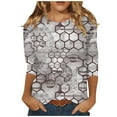 thumbnail image 2 of Blouses pour Femmes, T-shirt Imprimé Mode, Manches 3/4, Col Rond, Hauts Décontractés d'Été en Liquidation, 2 of 5